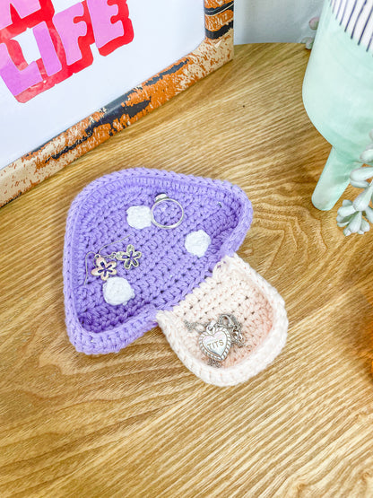 Mushroom Crochet Trinket Dish in Purple