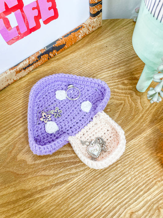 Mushroom Crochet Trinket Dish in Purple